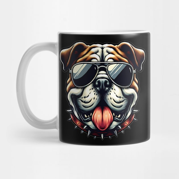 Funny English Bulldog with Sunglasses by CreativeSparkzz